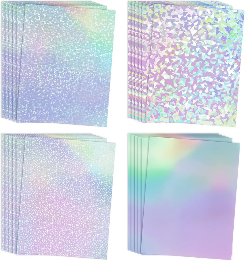 KOALA PAPER Koala Holographic Laminate Sheets A4 - Clear Self-Adhesive Sticker Paper, 25 Sheets Transparent Waterproof Overlay for Stickers - Gem, Dot, Rainbow, Star Patterns - Image 1